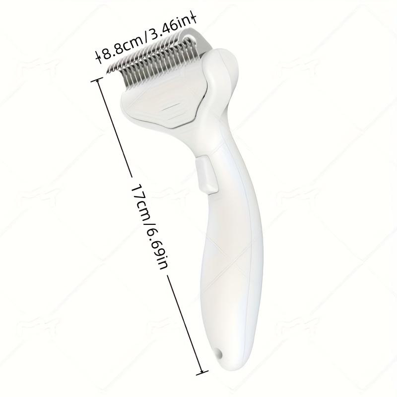 

Stainless Steel Dog Hair Remover Comb Floating Detangler with One-Click Knot Opener Ergonomic Handle Non-Slip Grip for Long-Haired Breeds белый