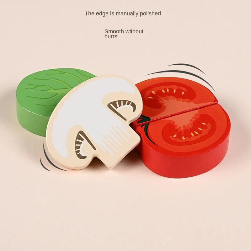 Simulation Kitchen Pretend Play Toy Wooden Cutting Food Toy Vegetable & Meat Montessori Educational Toy For Children Kids Gift