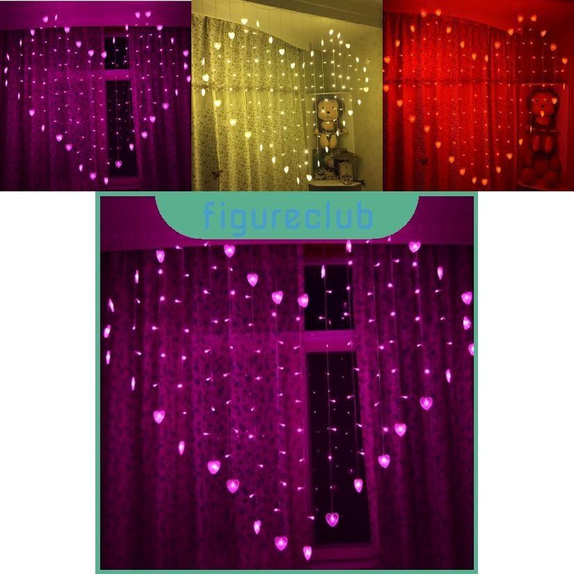 Exquisite 128 Led Heart-shape Fairy String Curtain Light For Party And Garden
