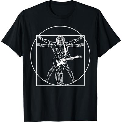Davinci Vitruvian Man Guitar Player Rock & Roll Guitarist T-Shirt