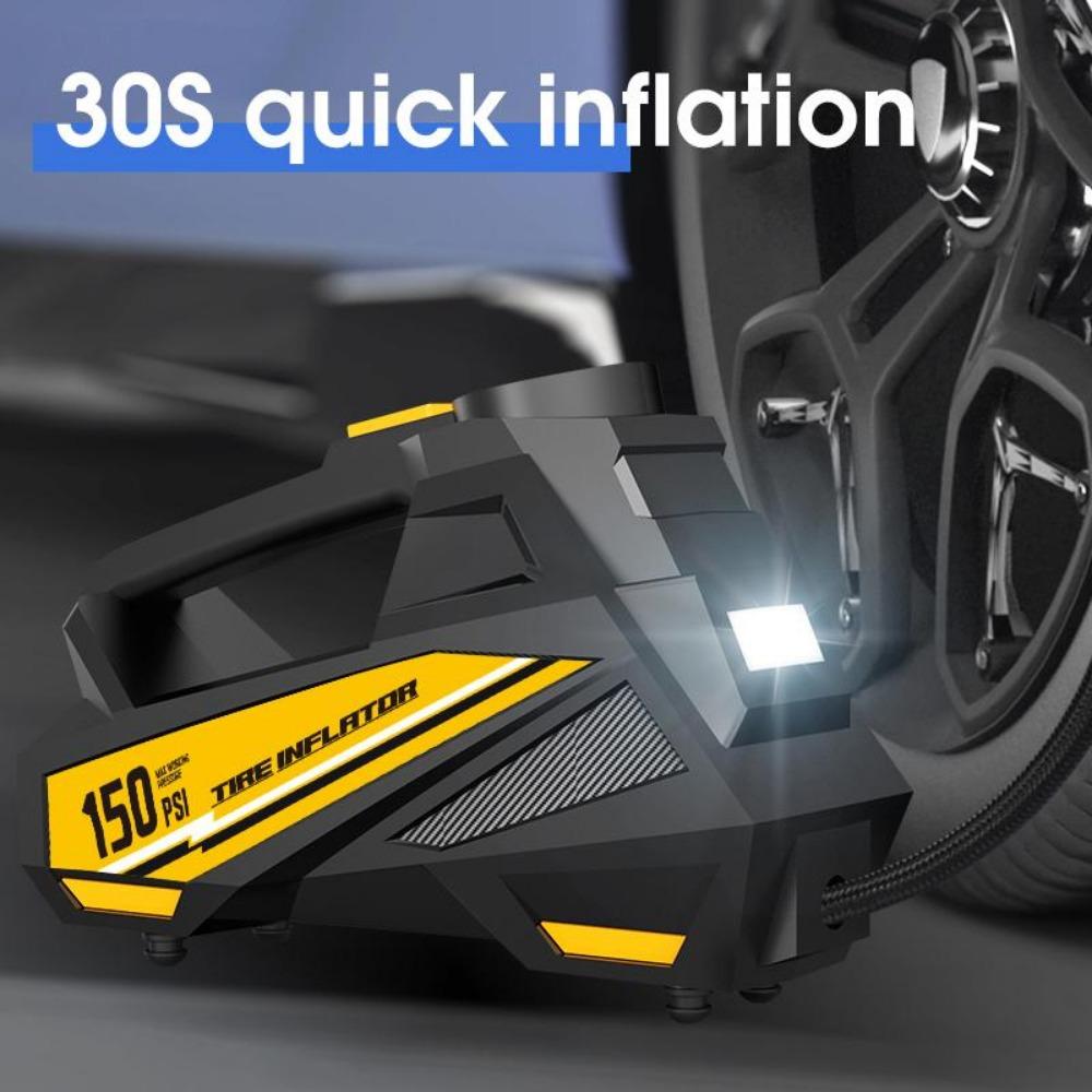 Przenośna pompka do opon 150 PSI ze światłem LED - Cyfrowa pompa kompresora powietrza do samochodu, motocykla, roweru - Półautomatyczna, trwały materiał ABS