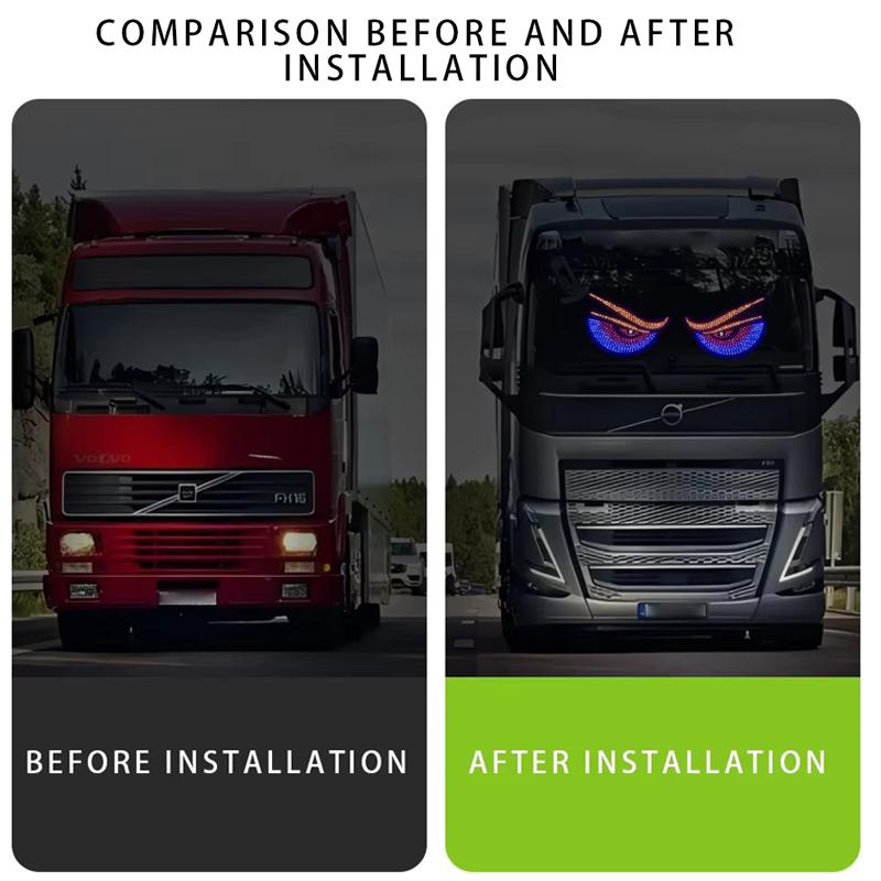Truck Eye Light RGB Dynamic Demon Eye Decorative Light Led Display Decor Pixel Panel Windshield USB 5V Multi-Mode Lamp For Car SUV