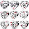 S100% Copper Heart Shaped Warm Family Charm Beads Fit Pan Original Bracelets Fine Diy Jewelry Gifts
