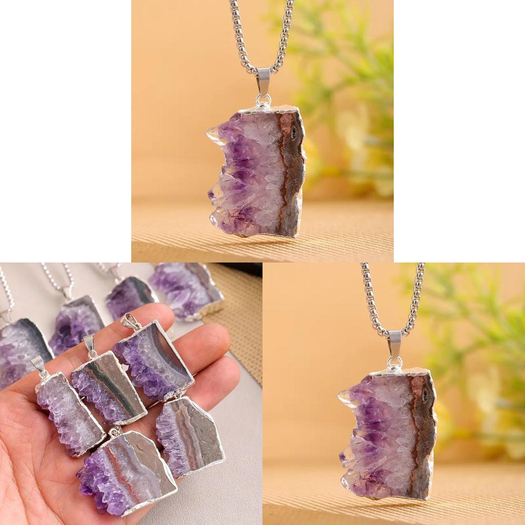 Crystal Pendant Necklace With Silver Edging For Jewelry Making And Fashion Accessory