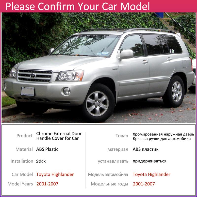 For Toyota Highlander XU20 2001~2007 Chrome Door Handle Cover Car Accessories Stickers Trim Set 2002 2003 2004 2005 2006