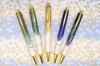 Kiyoteru porcelain rotary ballpoint blue Oribe green white Japanese-made pen, + CL_CTP_52