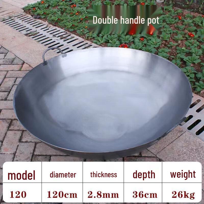 95cm Extra Thick Round Bottom Wrought Iron Chef Wok