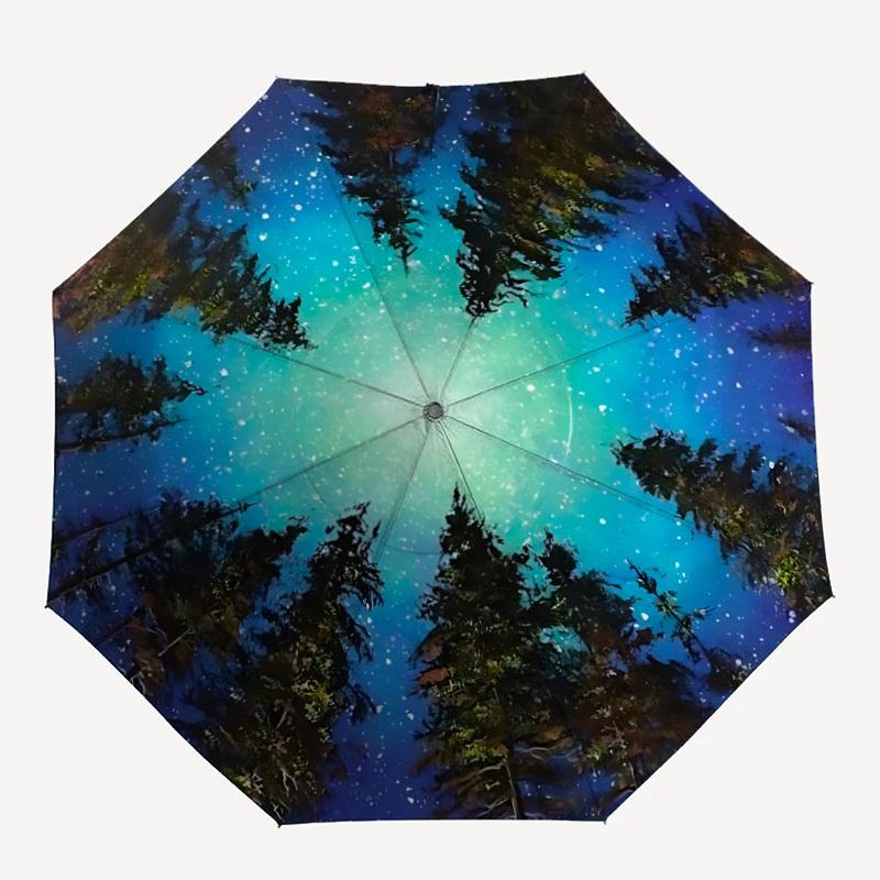 

1pc Forest Sky Fashionable Auto Opening/Closing Folding Umbrella with 8 Bones, Windproof Portable, Daily Use176
