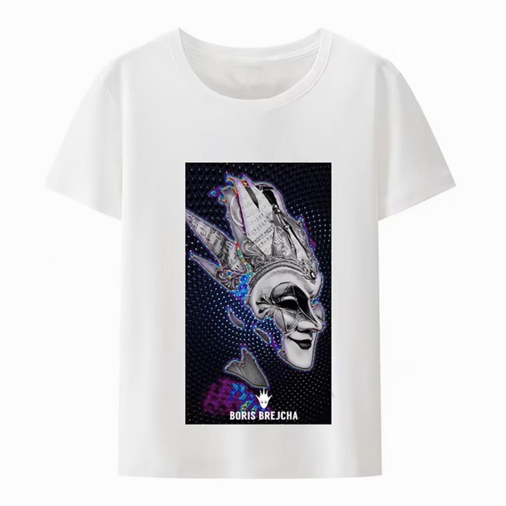 Lässiges Boris Brejcha DJ Masken T-Shirt Cooles Kurzes Herren Damen T-Shirt Männlich Hip-Hop Sommermode Hipster Ärmel Top