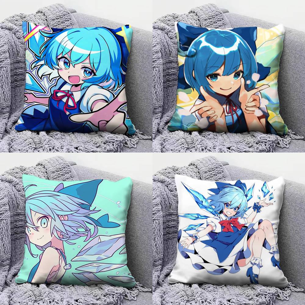 TOUHOU Project Cirno Cute Anime Girl Pillow Covers Home Sofa Cushion Covers and Aecorative Custom