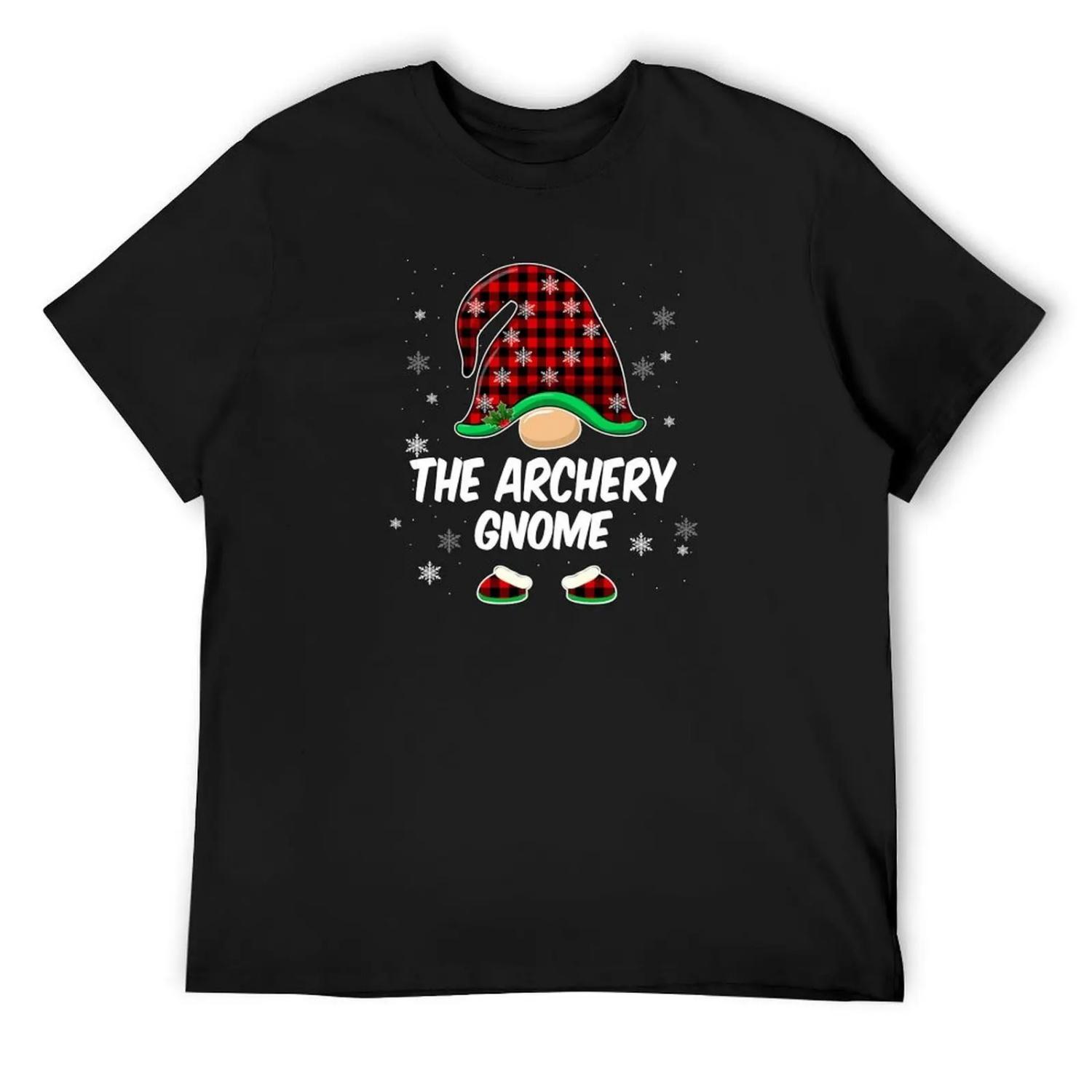 Archery Gnome Buffalo Plaid Matching Family Christmas T-Shirt T-Shirt XXXXXL чёрный