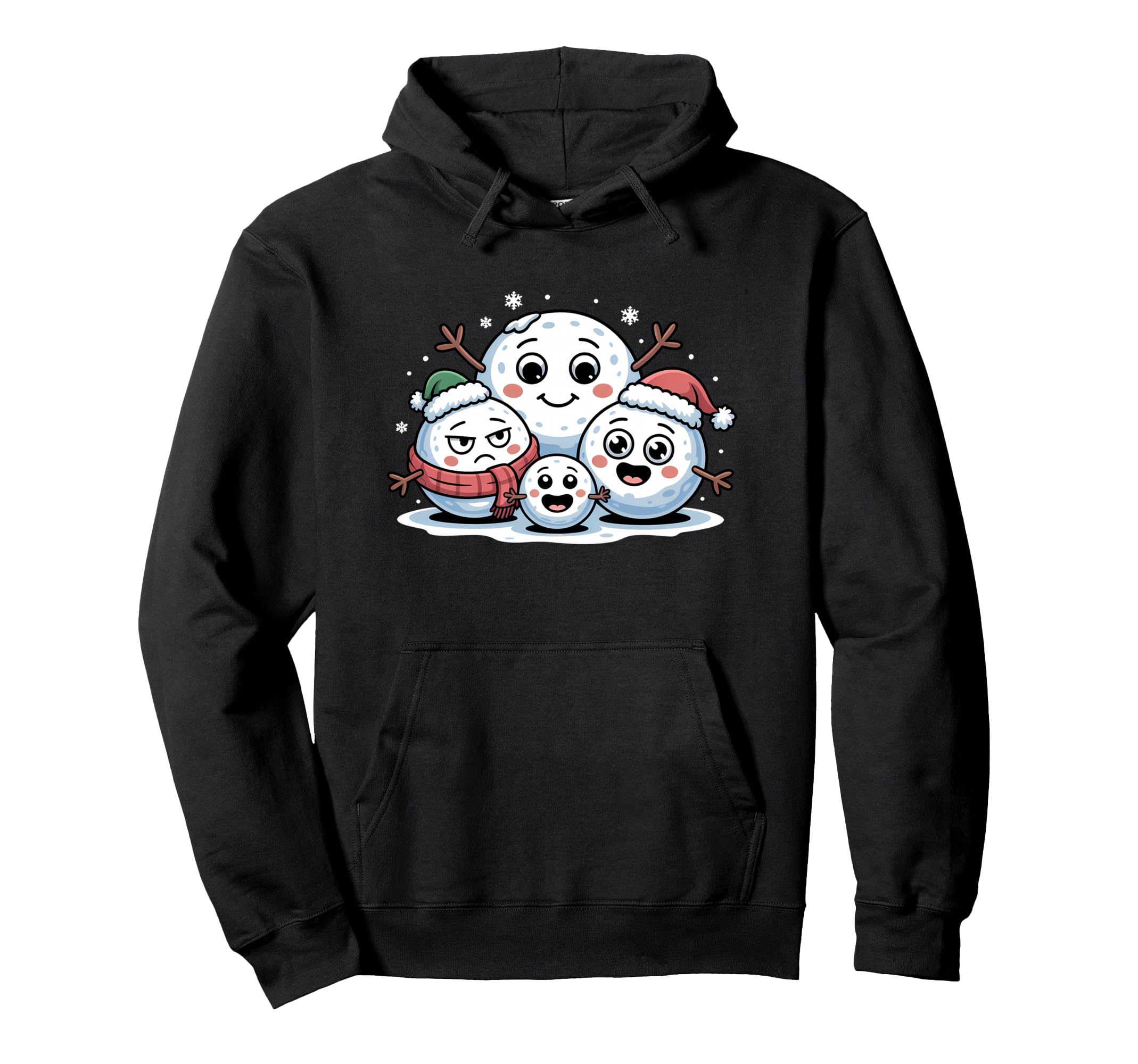 

Snowman Family Funny Face Cute Christmas Winter Hoodie чёрный