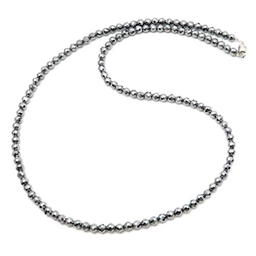 

[GOLD STONE] Terahertz Mineral Necklace, Mirror Cut, 4mm, Lightweight, Sparkling, Easy to Wear, Magnetic, Approximately 50cm Long