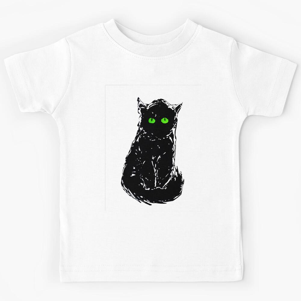 Black Cat Illustration Kids T-Shirt 100