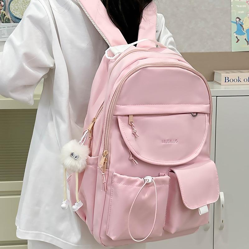 Candy color schoolbag female large capacity solid color dopamine girl style student backpack small fresh junior high school backpack
