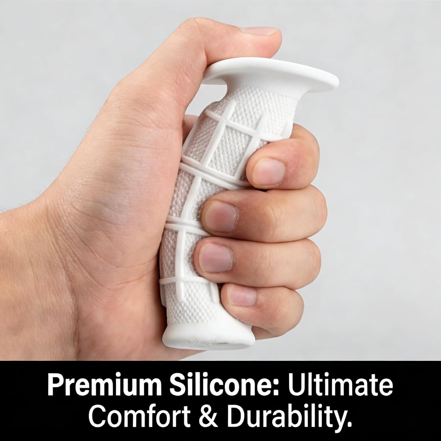 

1 Pair Universal Silicone Bike Grips, 7/8 22mm Motorcycle Handlebar Grips for Scooters, ATVs, Dirt Bikes(White)