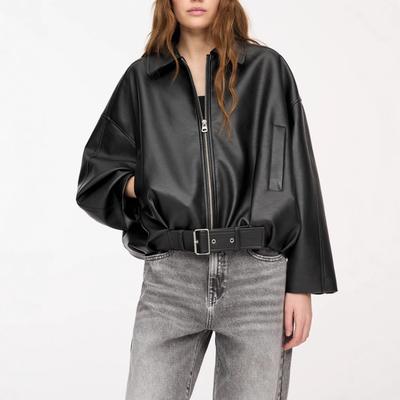 Frühling 2025 Damen Amerikanische Fliegerjacke Retro Lässige Kunstleder Oberbekleidung Mantel