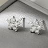 Moissanite 5 Petal Flower Earrings White Gold Stud Earring for Women 925 Sterling Silver Moissanite Diamond Earring Gift