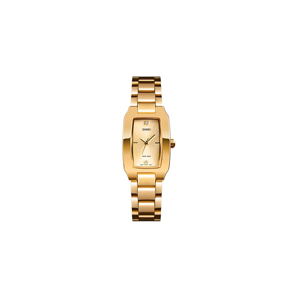 Women s Simple Stylish Square Watch Gold Stainless Steel Waterproof Casual Business