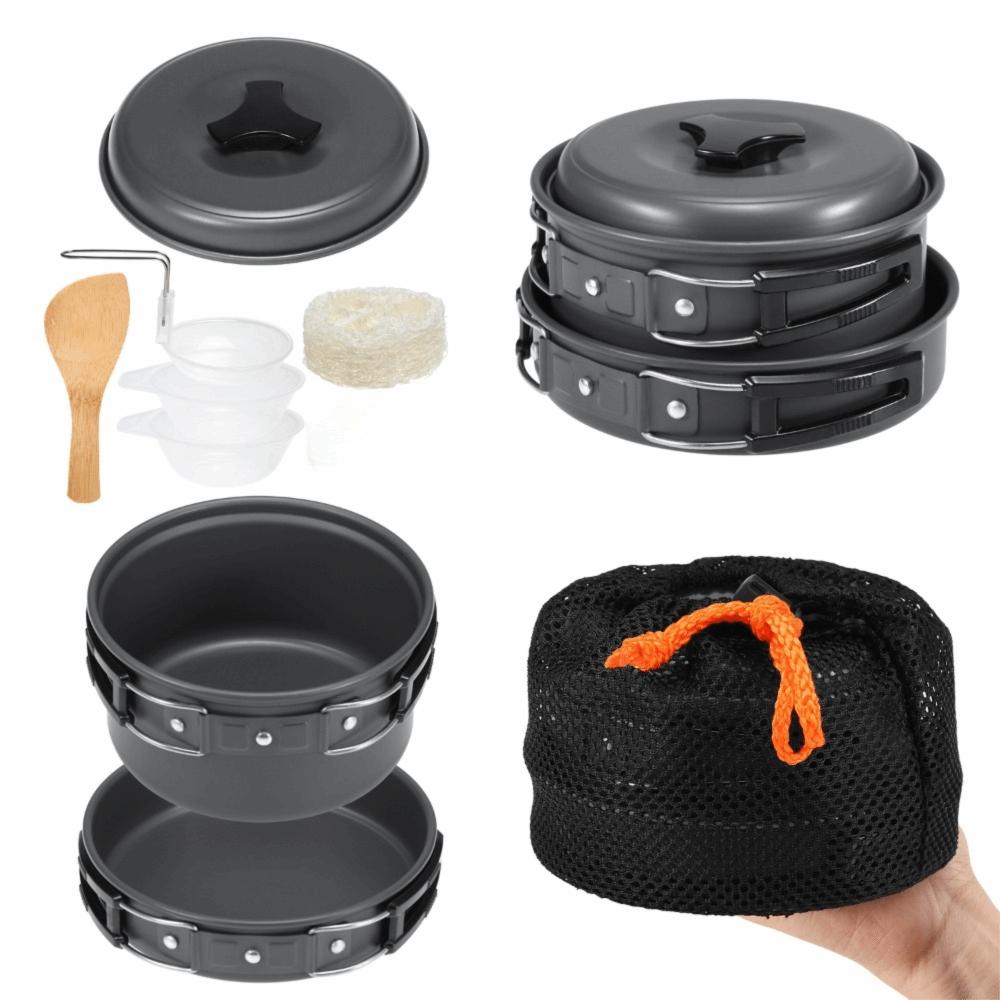Lightweight Mess Kit Non-Stick Outdoor Cooking Equipment Durable Portable Cookware Kit  Camping Cookware Mess Kit