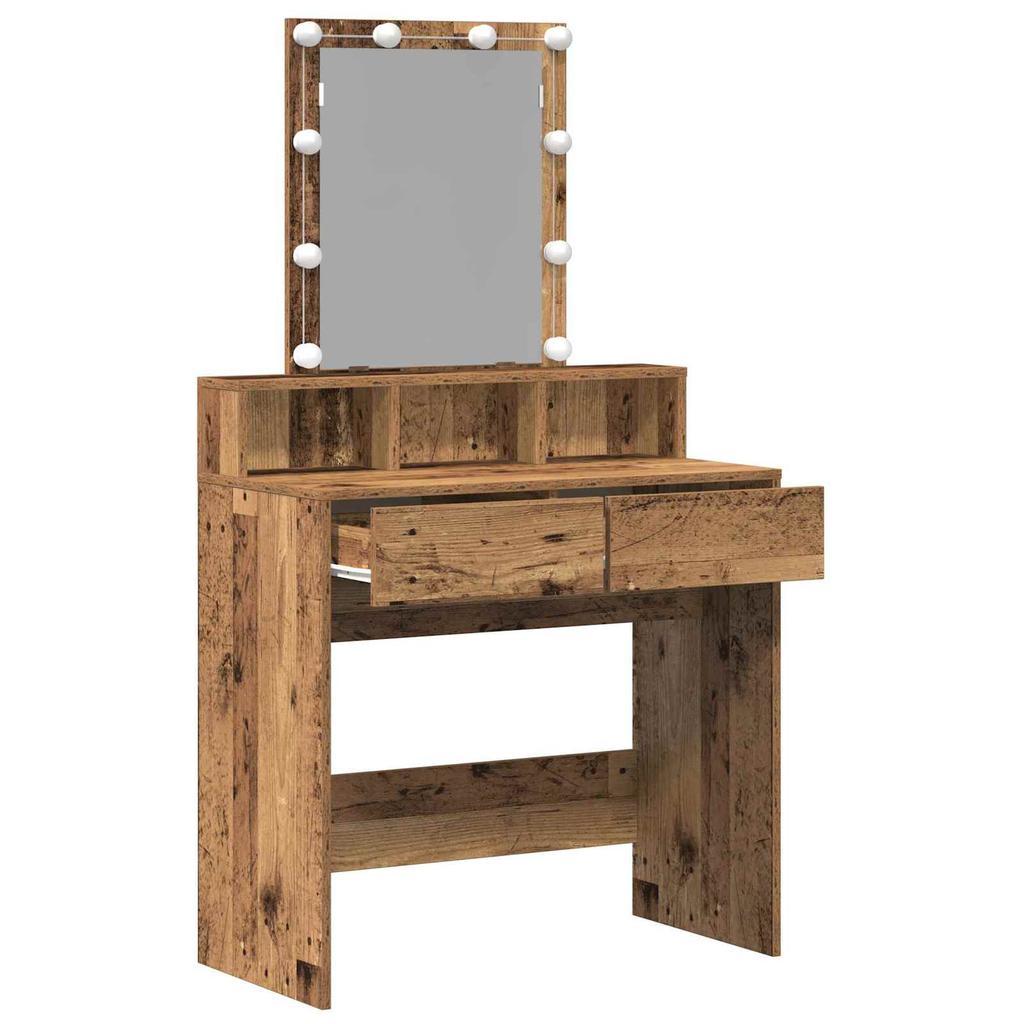 Makeup Table with Shelf Rustic Wood Look 80 x 41 x 144.5 cm Engineered Wood