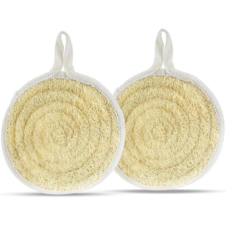 Natural Loofah Dish Sponge Pack of 2, Compostable and Cellulose Kitchen Loofah, Luffa Eco-Friendly Loofah Sponges for Cleaning Kitchen, Bathroom and