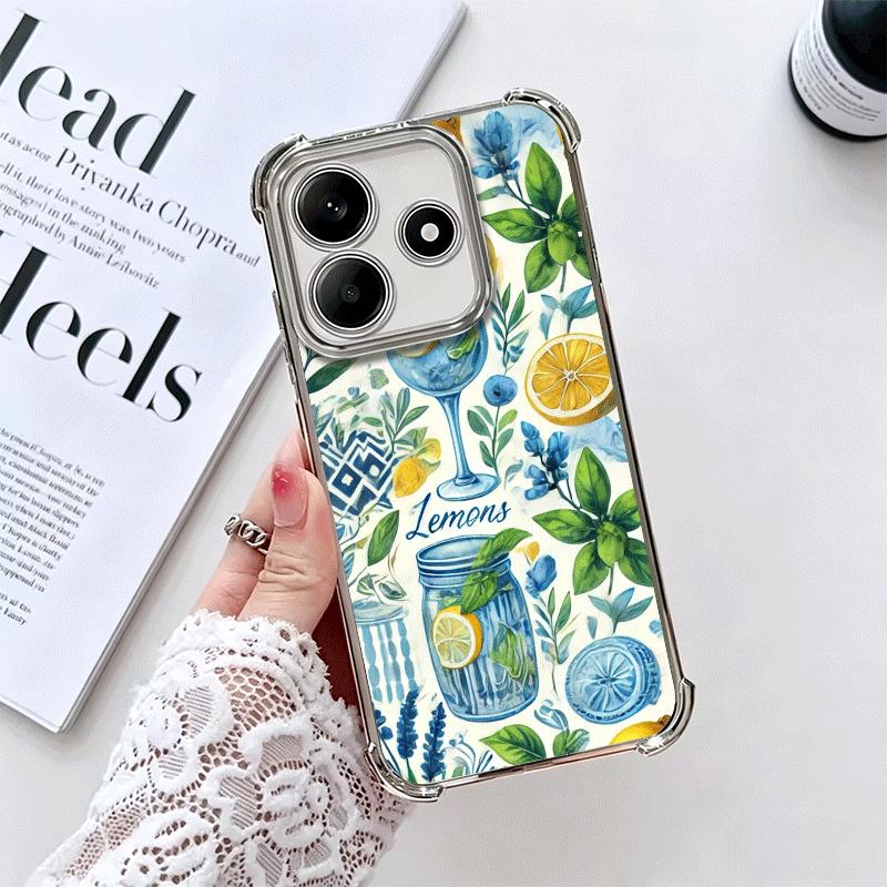 Summer Fruits Lemon Soft Phone Case For Xiaomi Redmi Note 14 15 Pro Plus 13 12 11S 11T 5G 10 9S 9 Plating Anti-Fall Fundas