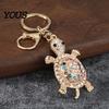 Oxidation Resistant Keychain Pendant, 3D Turtle Design Key Holder with Sparkling Rhinestones Inlaid, Alloy Shell Pendant Easy to Attach Lucky