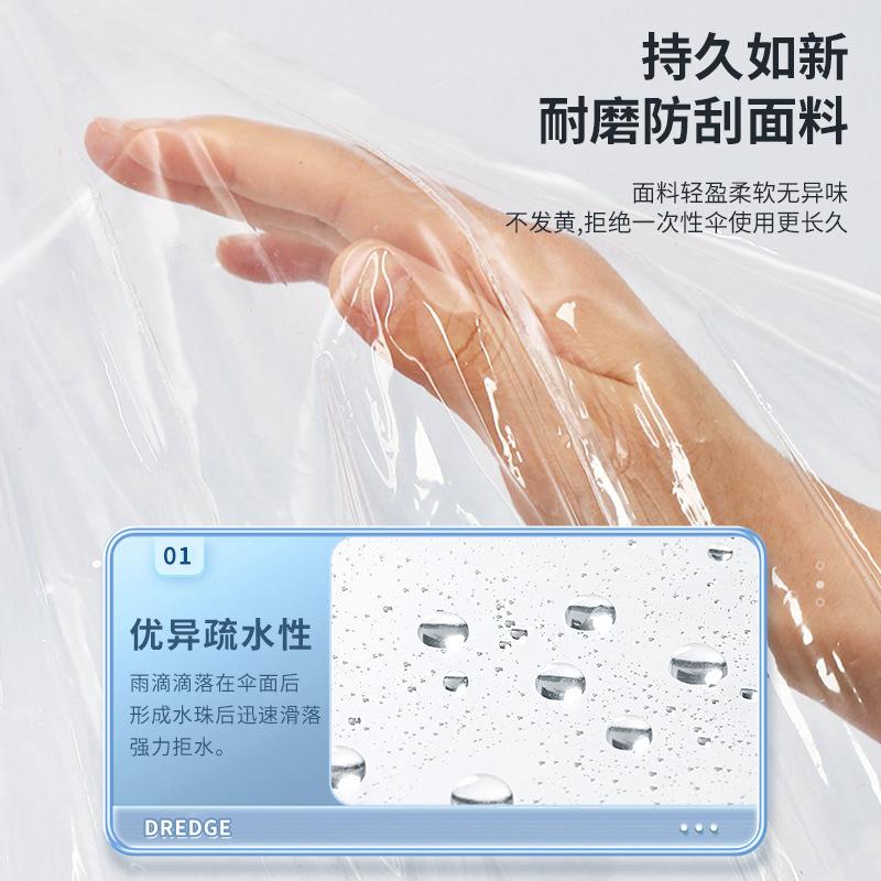 16-Bone long-handled umbrella, transparent, disposable batch, thickened, increased wind resistance, reinforced, large double plastic transparent