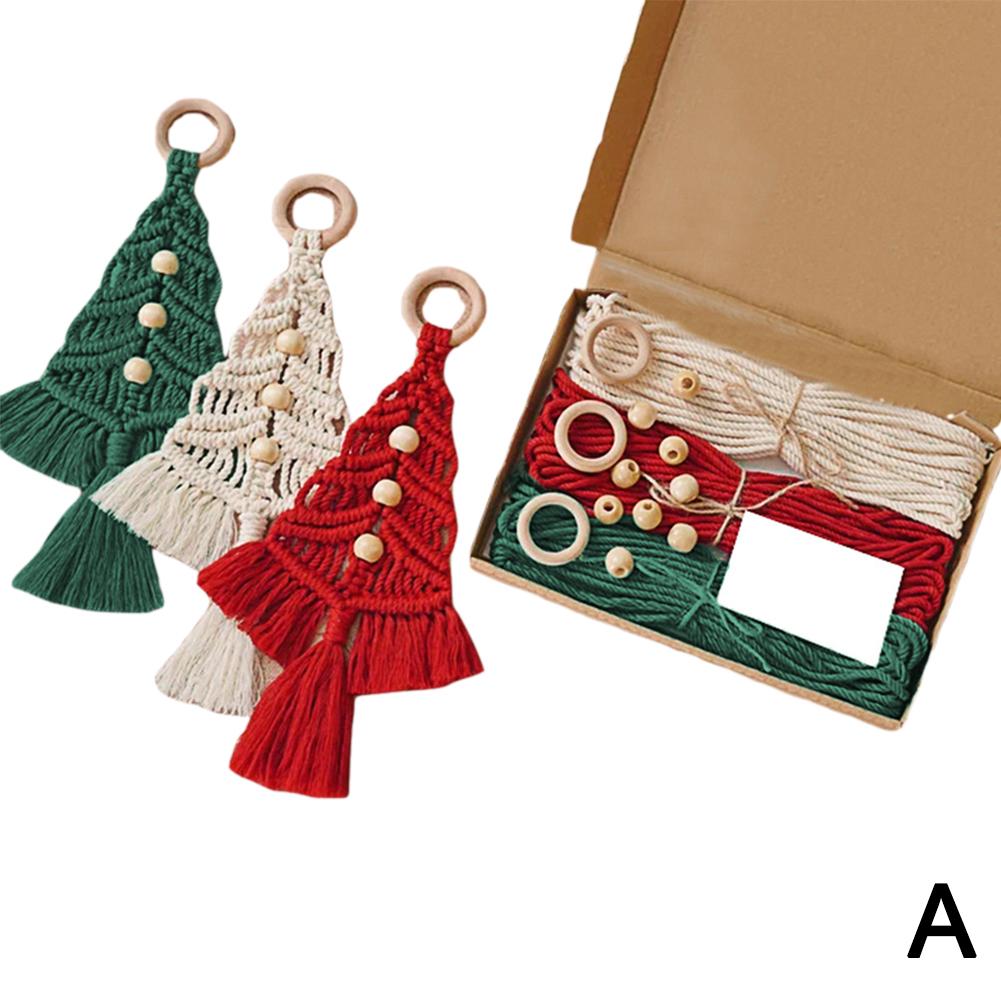 3PCS/Set DIY Macrame Woven Christmas Tree Kit Christmas Craft Gift Kit Very Suitable For Family Friends Perfect Holiday Gifts