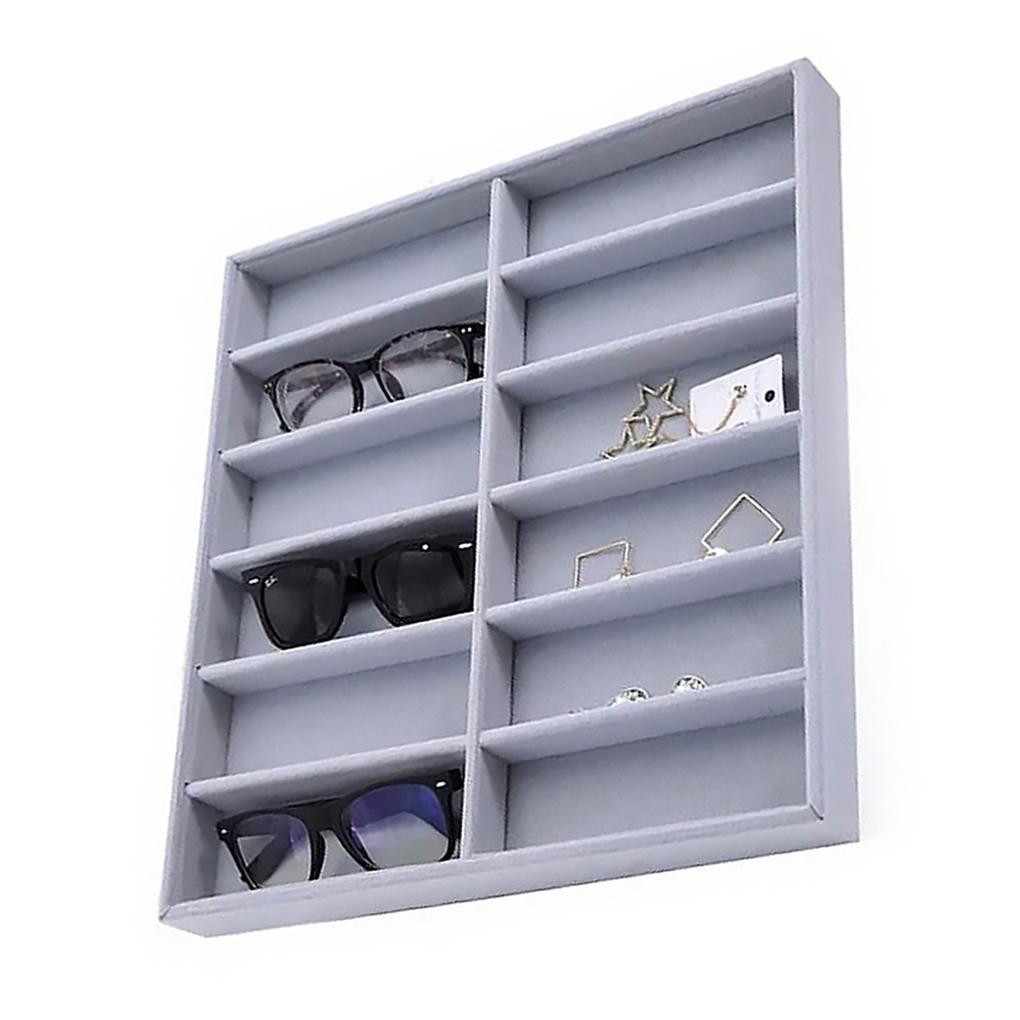 Universal Jewellery Display Holder Eyeglasses Organizer Tray Sunglasses Velvet Liner Case for Household Wardrobe Shop