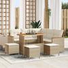 vidaXL 9-piece Garden Sofa Set with Cushions Beige Poly Rattan Acacia 3363051