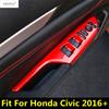 Inner Door Armrest Window Lift Button Control Panel Decoration Cover Trim ABS Interior Accessories For Honda Civic 2016 -