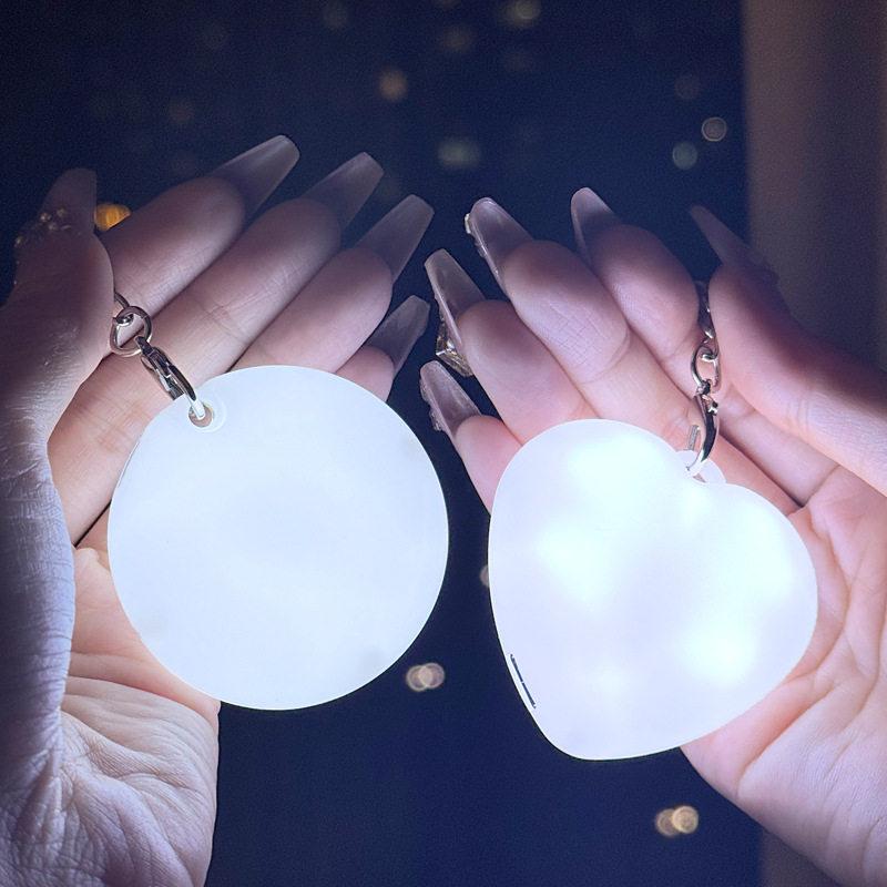 Heart Shaped LED Night Light Keychain USB Rechargeable Easy Carry Soft Glow Portable Lamp for Backpack Night Outings