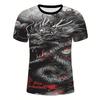 2025 Summer Fashion O-Collar 3d Printed Dragon Pattern Digital Printed T-Shirt Casual Personality Street Plus Size Loose Top
