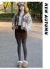 Women's Thickened Dark Gray Leggings, Plus Velvet, Extra Warm, Autumn/Winter Outerwear with Lambswool