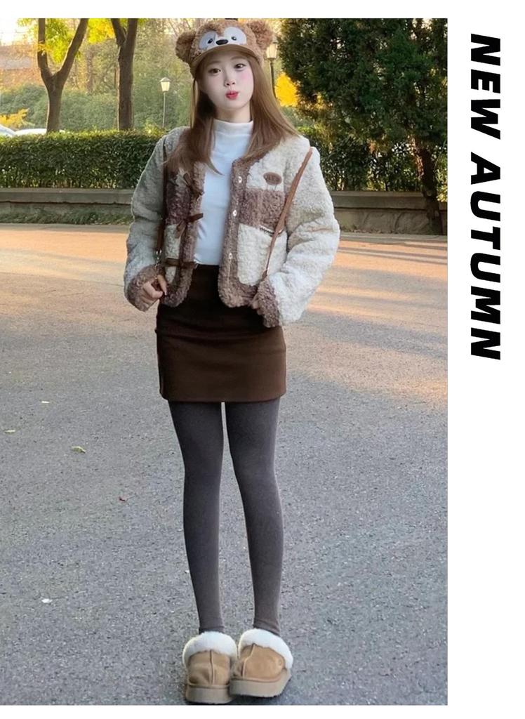Women's Thickened Dark Gray Leggings, Plus Velvet, Extra Warm, Autumn/Winter Outerwear with Lambswool