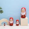 Wooden Russian Nesting Dolls Set With Christmas Decor And Modern Minimalist Style For Holiday Gift