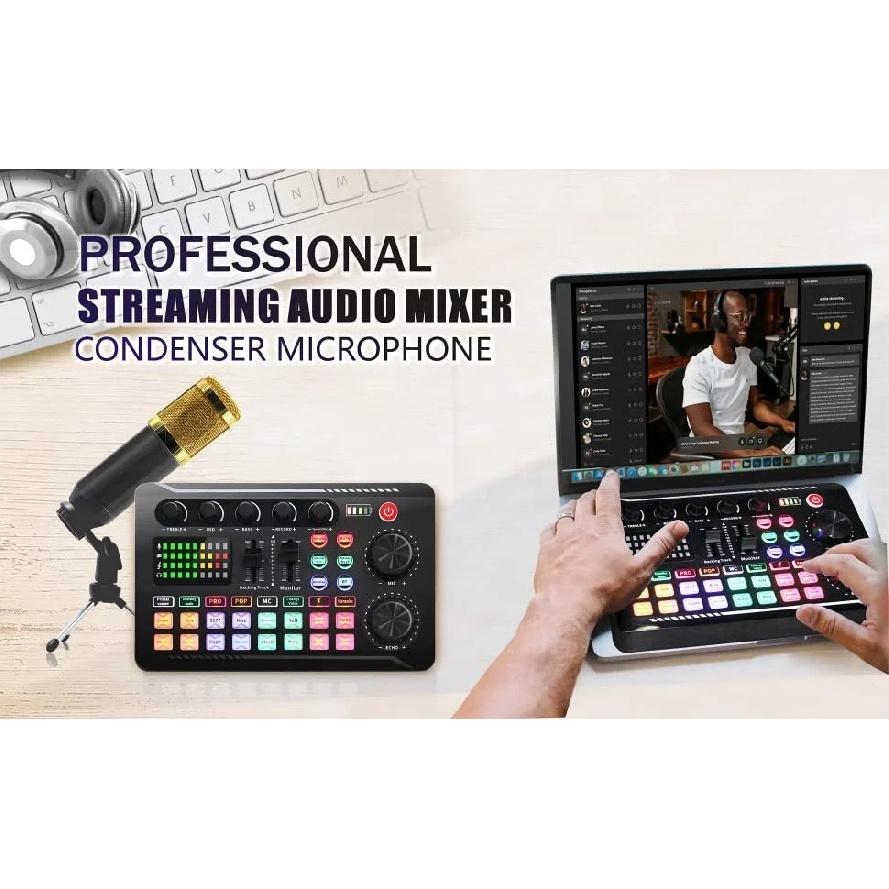 Professional Microphone Mic Bluetooth Sound Mixer Card For PC Condenser USB Wired Digital Live Wireless Soundcard Voice Changer