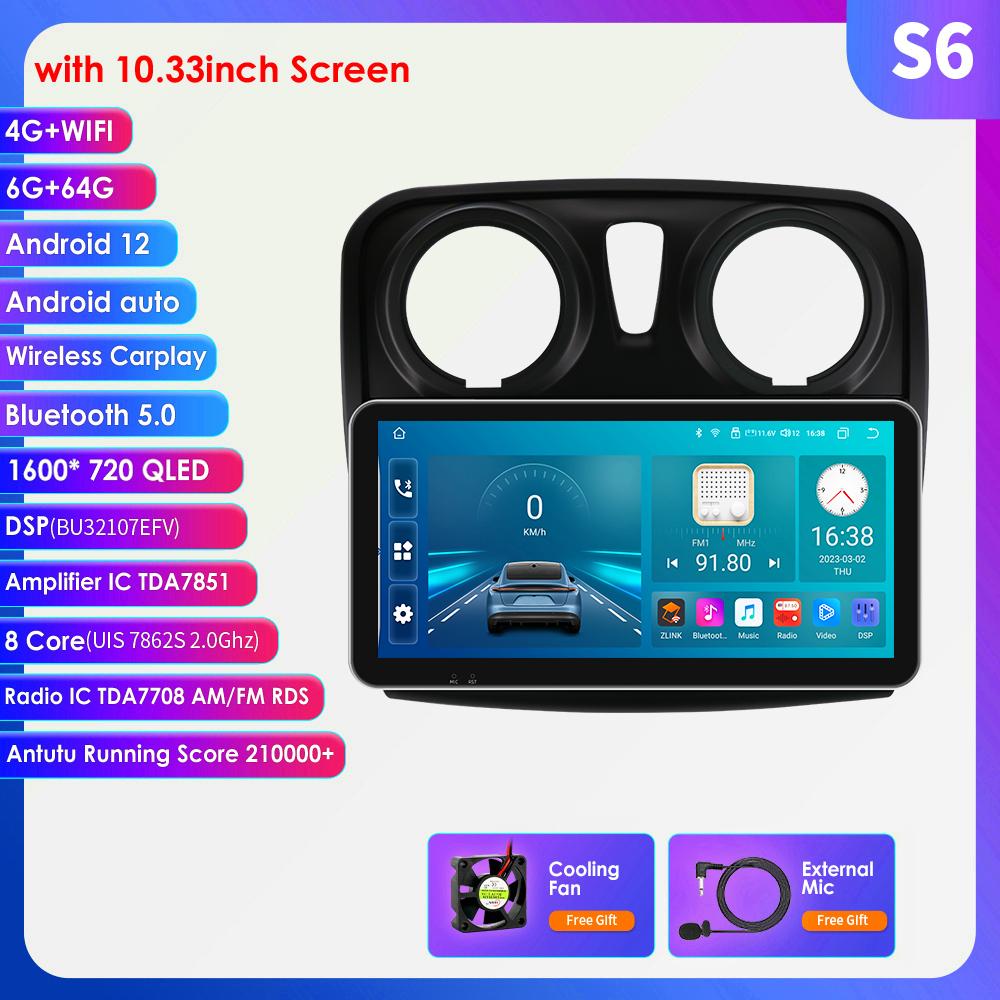 

2din Android Авторадіо для Renault Logan 2 2012 - 2019 Sandero 2 Автомагнітола Мультимедіа Відеоплеєр GPS Navi Головний пристрій Carplay 4G Intelligent Screen S6 8Core 6G 64G-3