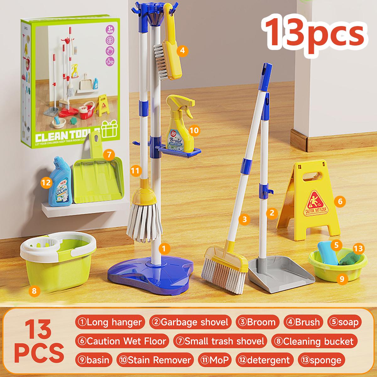 Dětská úklidová hračka Sada pro batolata Mini koště lopatka mop Hraní na domácnost Úklidové potřeby Sady Montessori hračky Dívka Chlapec Dárky yellow