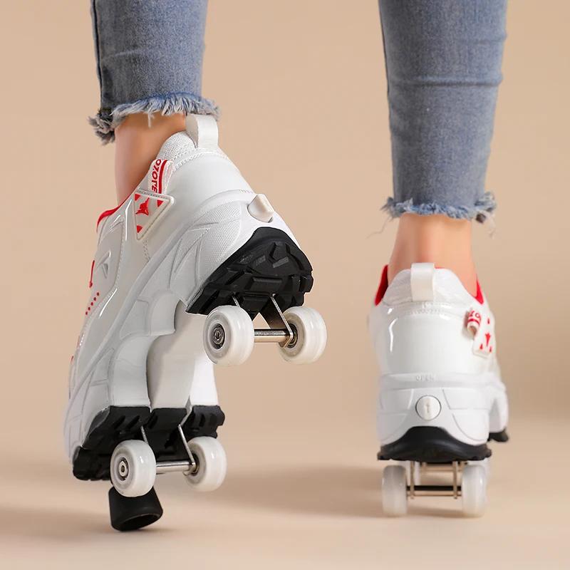 Boys Girls Student Edition Roller Skates Adult Children's Walking Roller Skates with Telescopic Wheels
