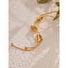 Yhpup Fashion Stainless Steel Metal Flower Chain Necklace Bracelet 18K Gold Color PVD Plated Waterproof Charm Jewelry Gift