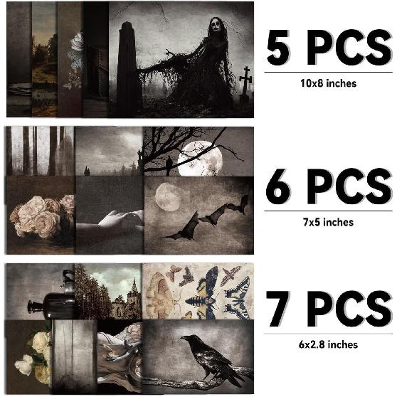 18Pcs Dark Academia Wall Room Home Decor Gothic Poster Aesthetic Wall Art Prints Goth Creepy Pictures Vintage Posters Spooky Decor for Gallery Living