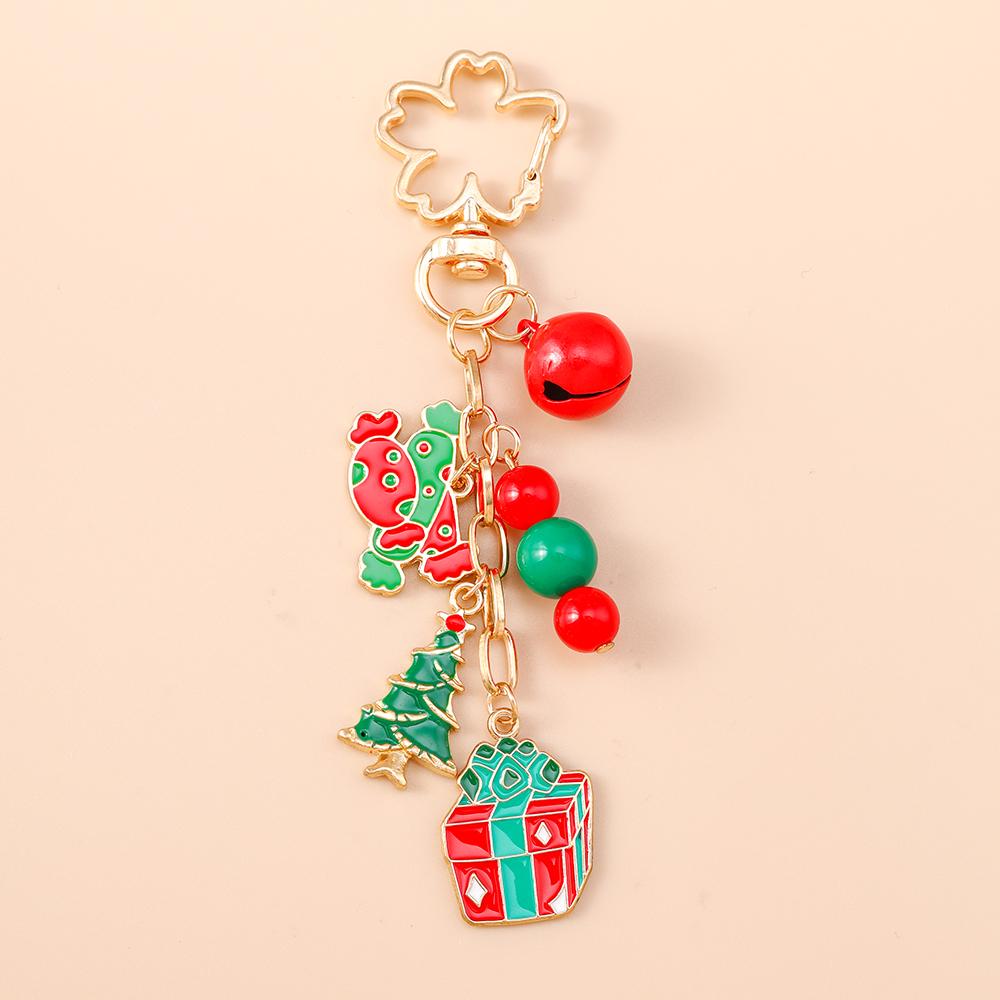Fashion Christmas Keychain Women Girls Snowman Elk Key Ring Pendants for Handbag Decor DIY Key Chain New Year Gifts