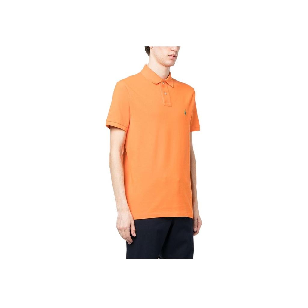 Polo Ralph Lauren SS23 Solid Color Logo Embroidered Short Sleeve Polo Shirt Men Tops Orange 710680784-315