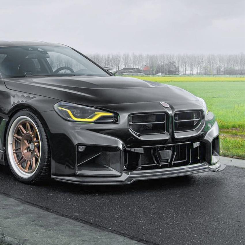 Car Front Bumper Lip For BMW 2 Series M2 G87 2023+ Splitter Spoiler Blade Diffuser Protection Plate Exterior Upgrade Decoration