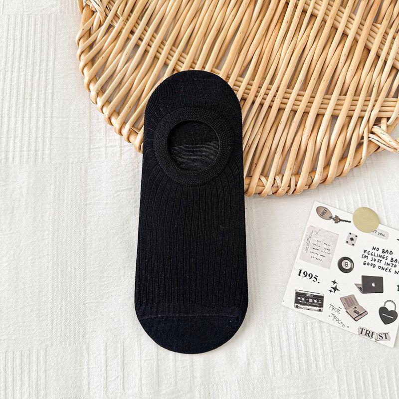 

Women s Summer Thin Invisible Non Slip Non Drop with Ice Silk Antibacterial Deodorant Boat Socks 1 pair чёрный