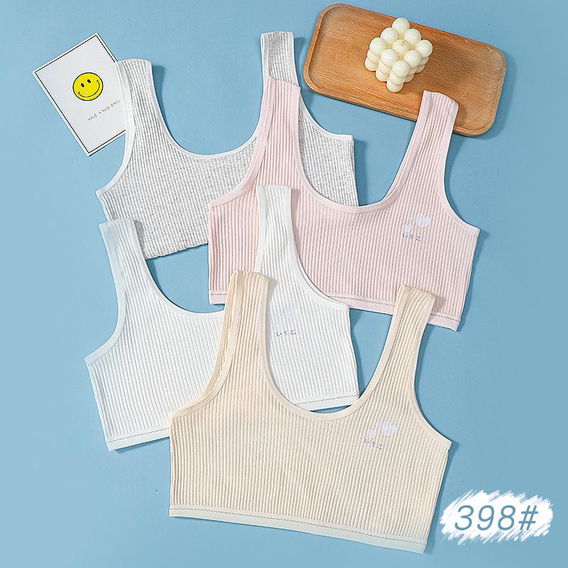 Girls' Thin Cotton Training Bra for Elementary Students - Sports, Anti-Nipple Show, Early Development, Single Layer