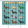 Dachshund Shower Curtains Seamless Background with I Love Dachshunds Decorative Bathroom Waterproof Fabric Shower Curtain with